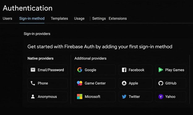 Choose a Sign-in Provider