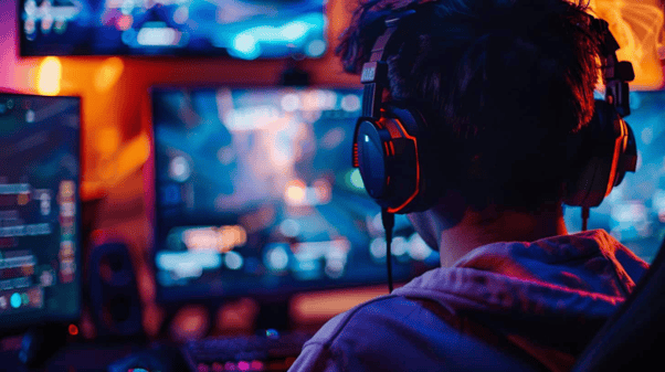 What Does GG Stand for in Gaming? Meaning, Origin, and How to Use It Like a Pro 3 Gamer focused on multiple screens.