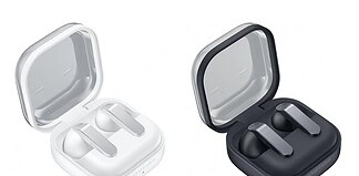 Two Samsung Galaxy Buds 4 earbuds in charging case