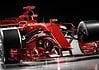 Fast red F1 car on black background