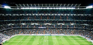 Crowded stadium during a soccer match