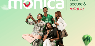 Group promoting Monica app features.
