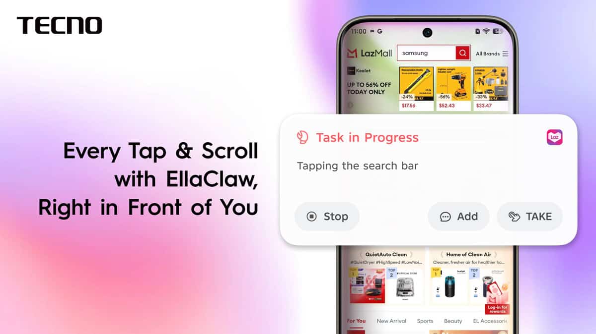 Smartphone interface showcasing EllaClaw feature