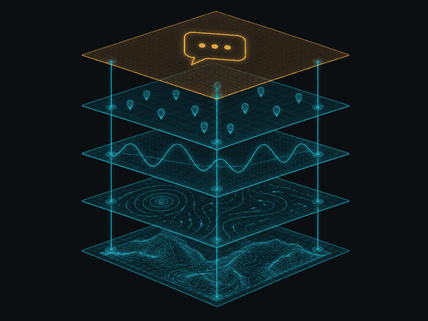 Layered data visualization with communication