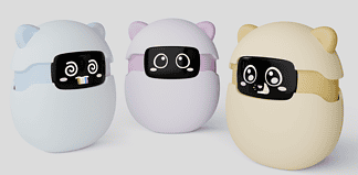 Sweekar AI pocket pet egg-shaped device in yellow, blue and purple