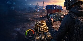 Gamer managing in-game PUBG UC and items