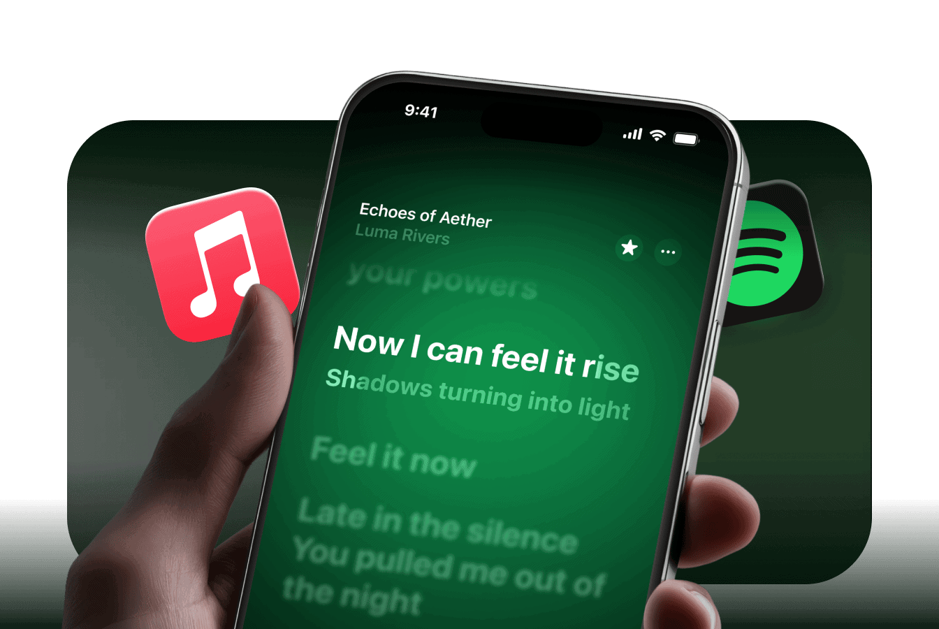 Synced lyrics line rendered on the CarPlay widget screen