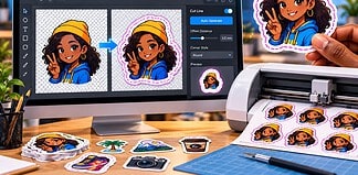 Automatic Sticker cut line generation software interface